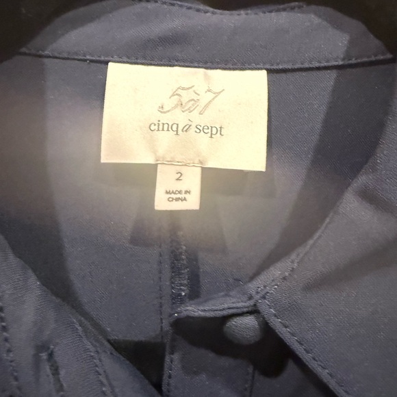 Cinq à Sept Deep Blue Long Sleeve Dress - Picture 3 of 4